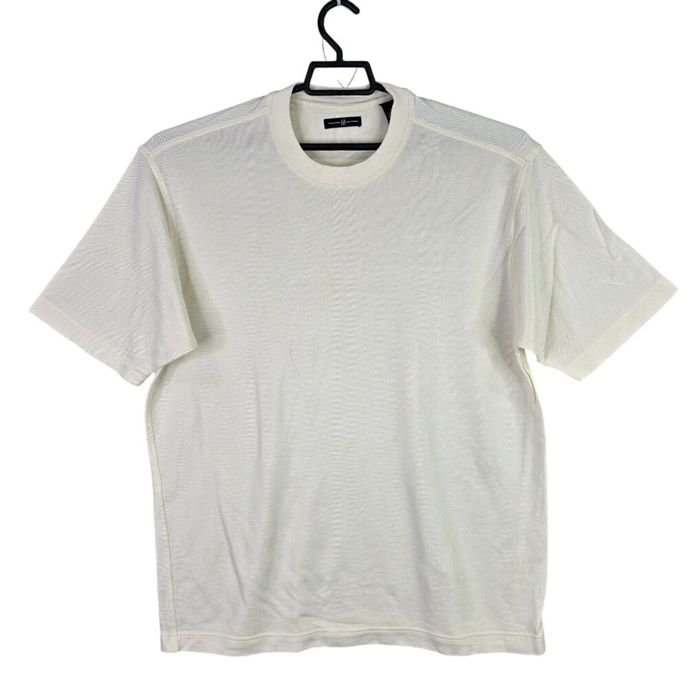Mens 6A Beige Rayon Cotton Blend T Shirt Crew Neck Short Sleeve Size XL